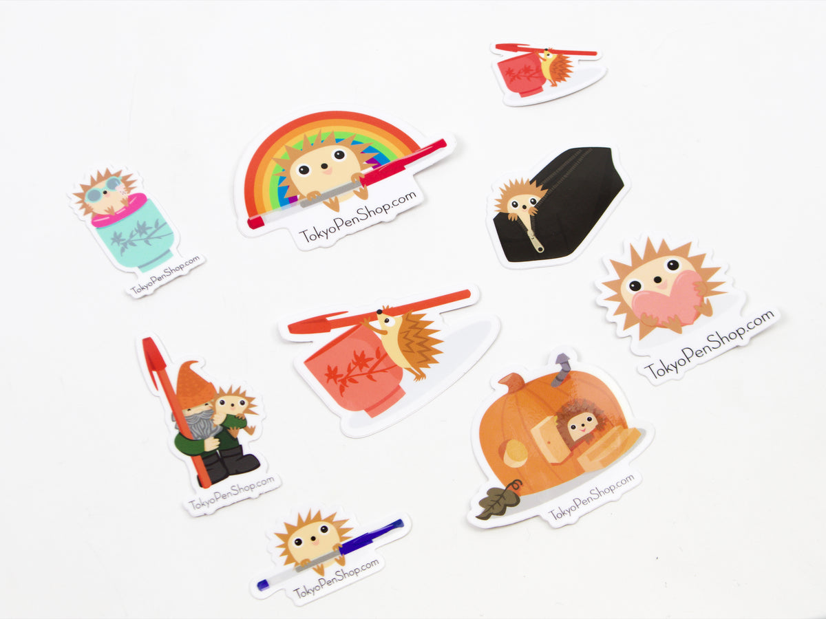 Juego de cinco diseños de pegatinas de la tienda de bolígrafos de Tokio