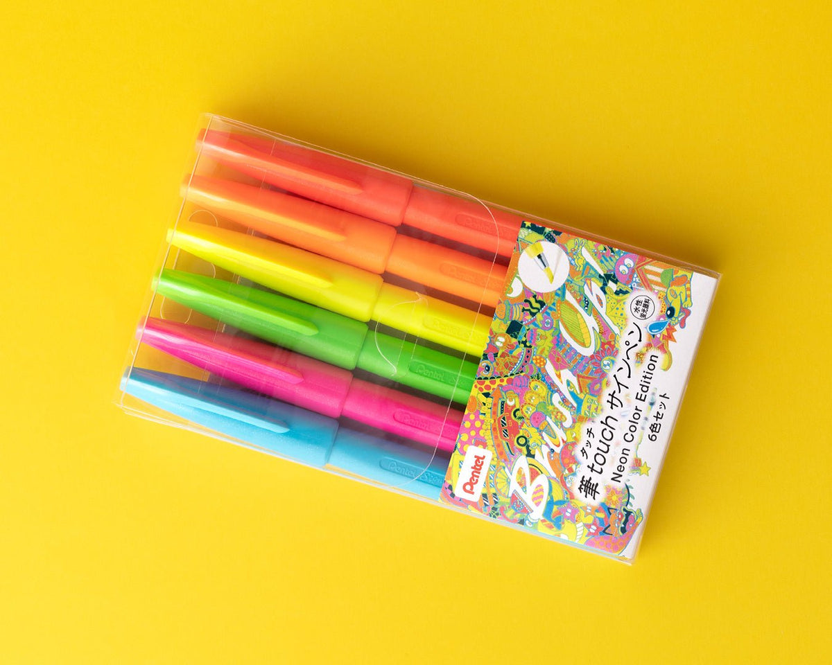 Juego de 6 bolígrafos de tinta táctil Pentel Fude 