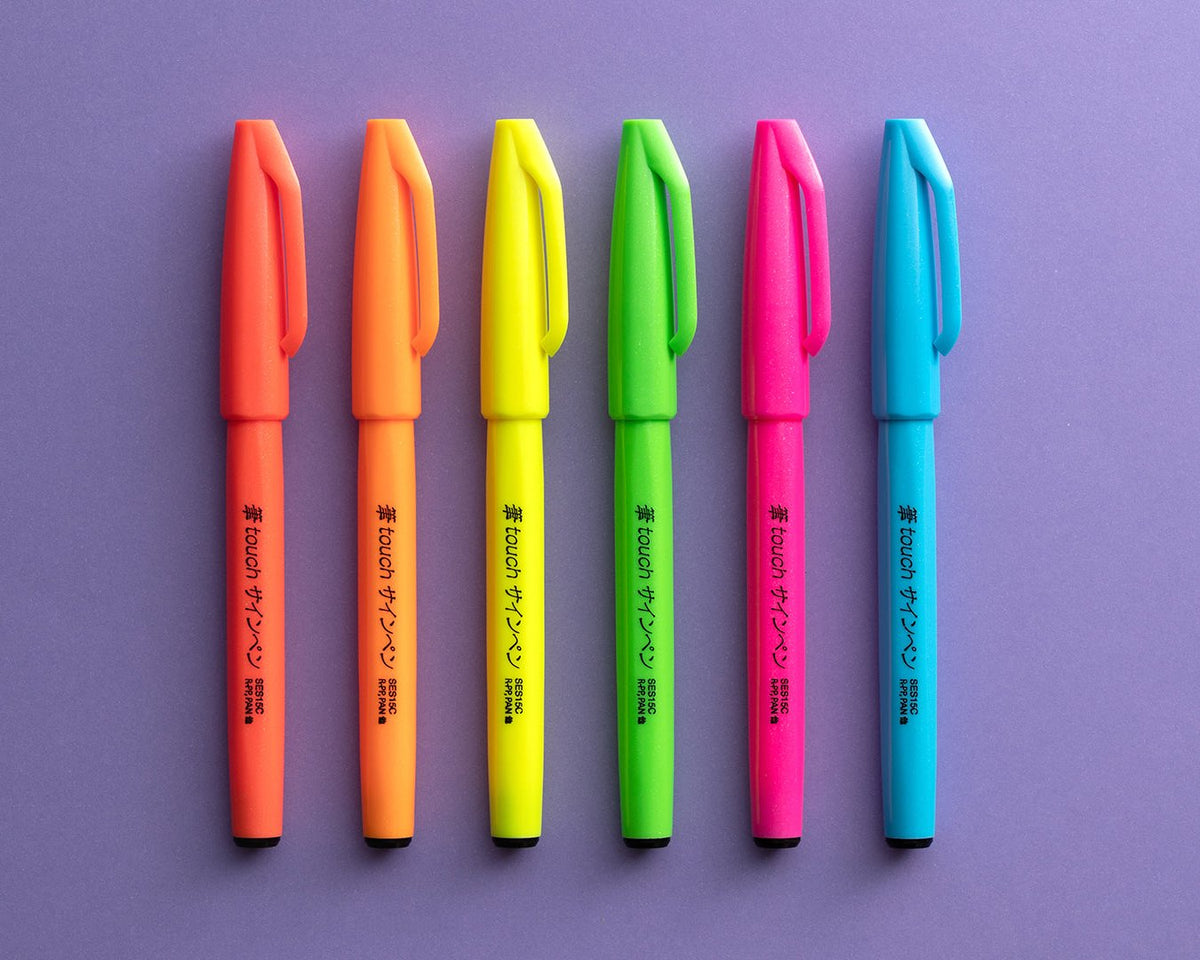 Juego de 6 bolígrafos de tinta táctil Pentel Fude 