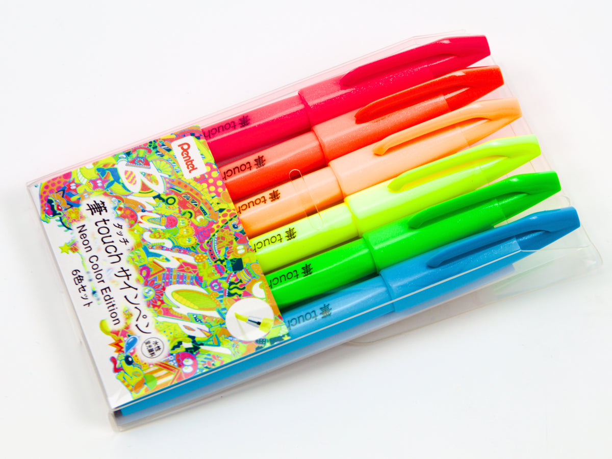 Juego de 6 bolígrafos de tinta táctil Pentel Fude 