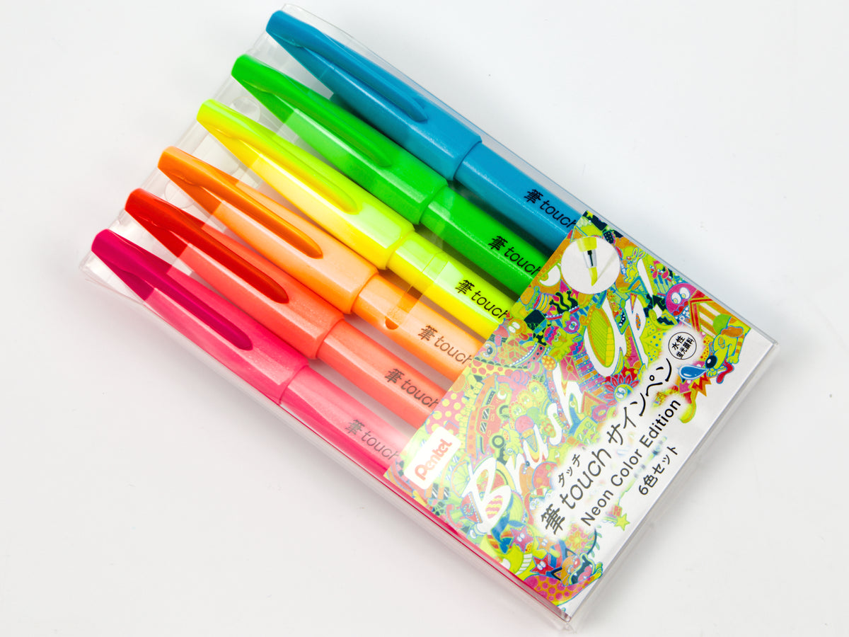 Juego de 6 bolígrafos de tinta táctil Pentel Fude 