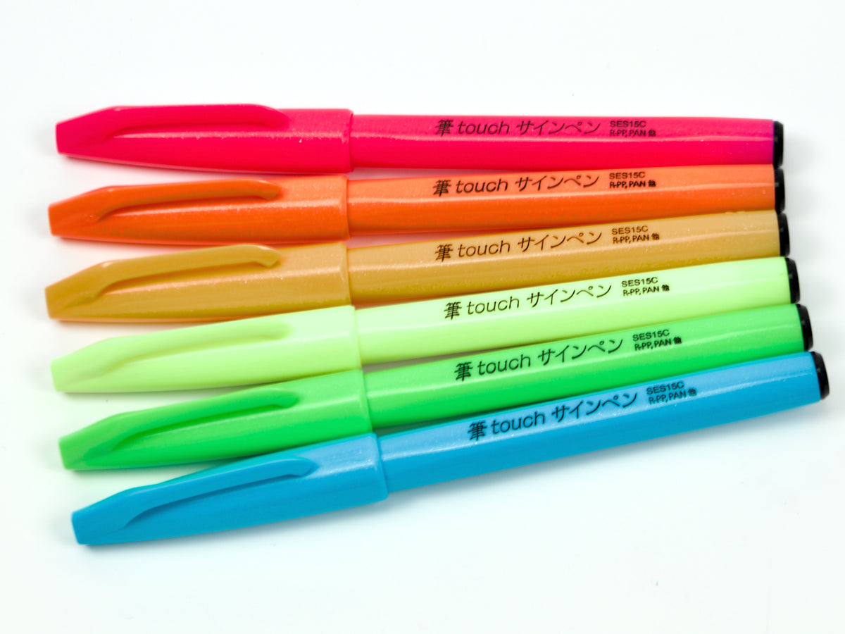 Juego de 6 bolígrafos de tinta táctil Pentel Fude 