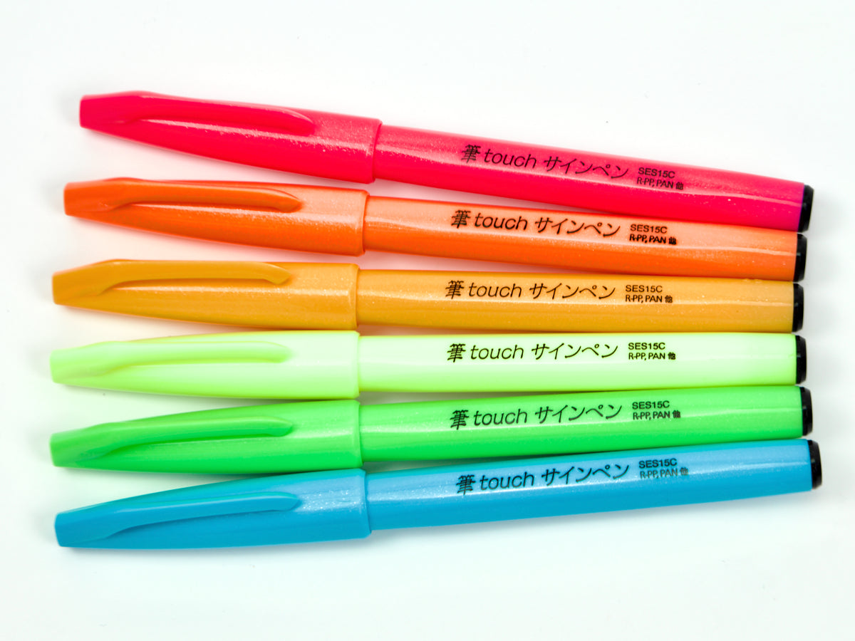 Juego de 6 bolígrafos de tinta táctil Pentel Fude 