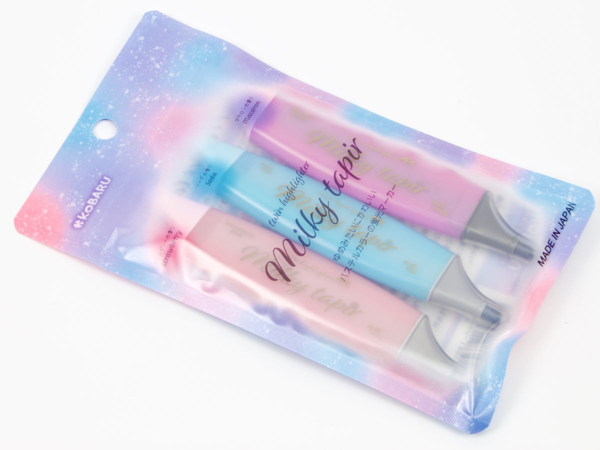 Coffret de 3 surligneurs parfumés Kobaru Milky Tapir
