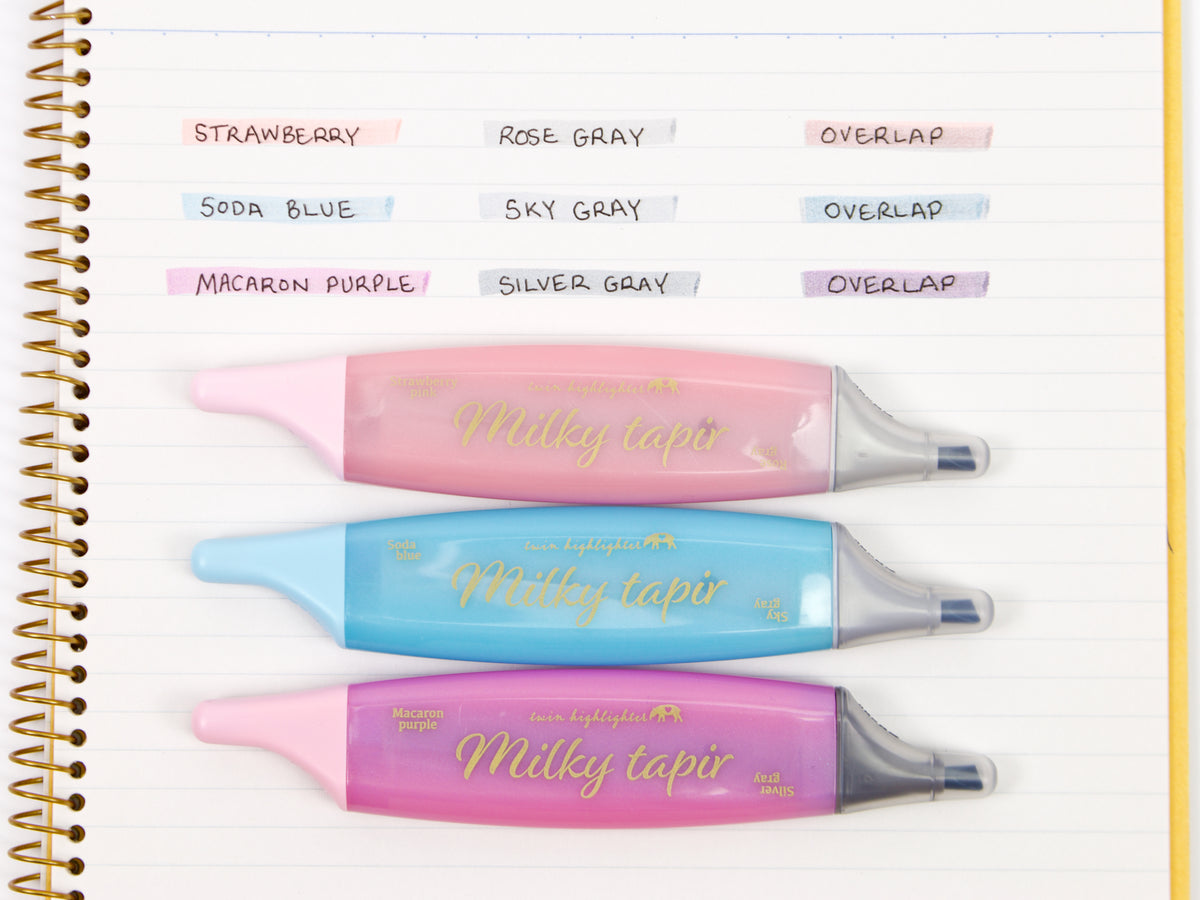 Coffret de 3 surligneurs parfumés Kobaru Milky Tapir