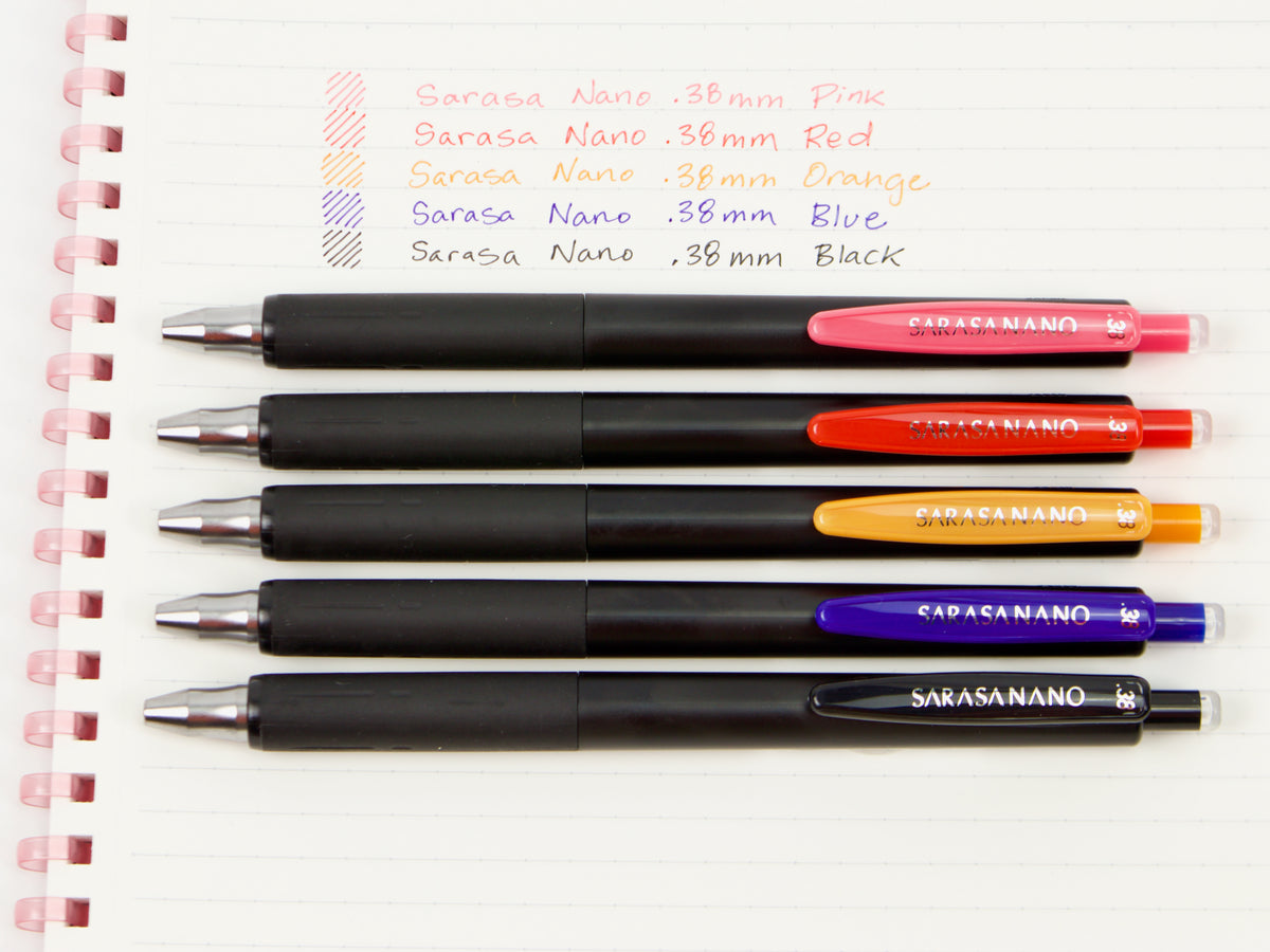 Sarasa Nano .38mm Ensemble de 5 couleurs