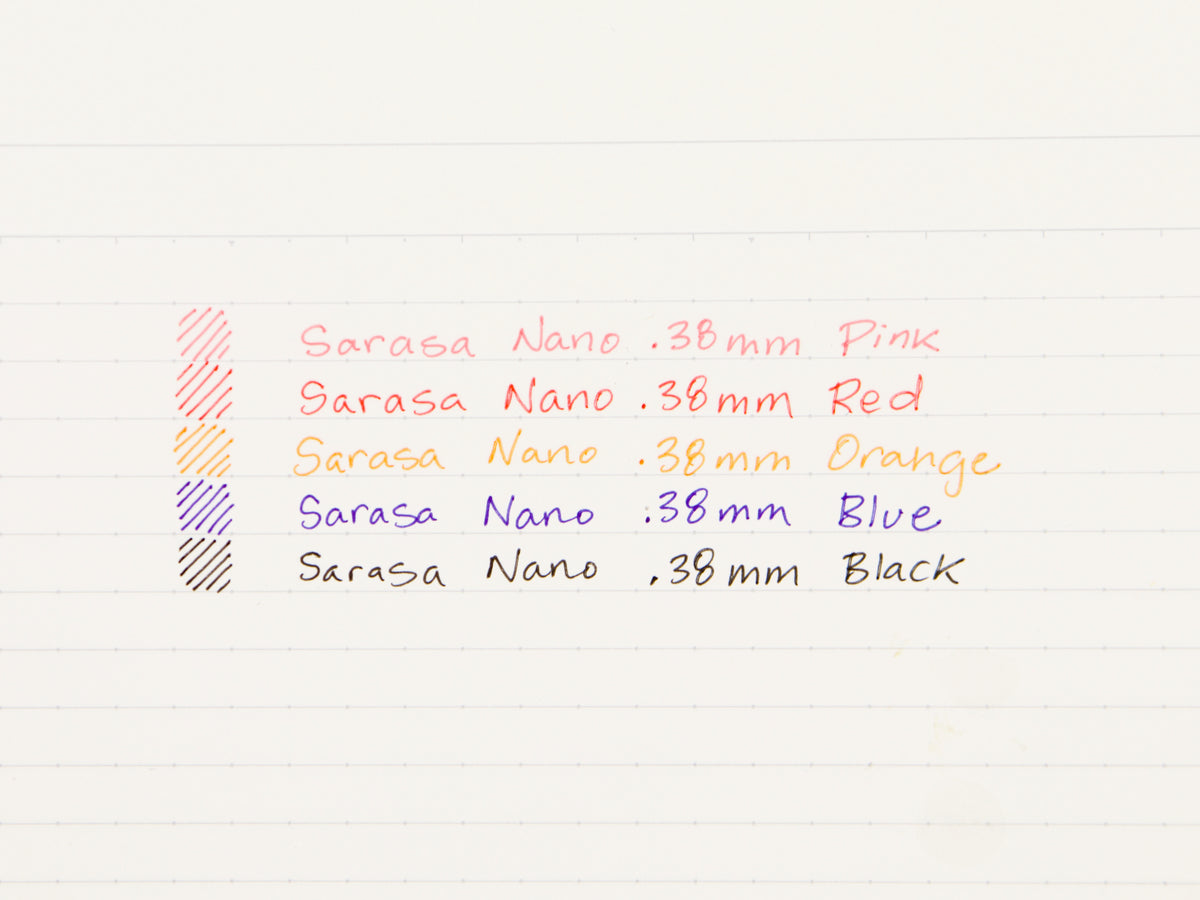 Sarasa Nano .38mm Ensemble de 5 couleurs