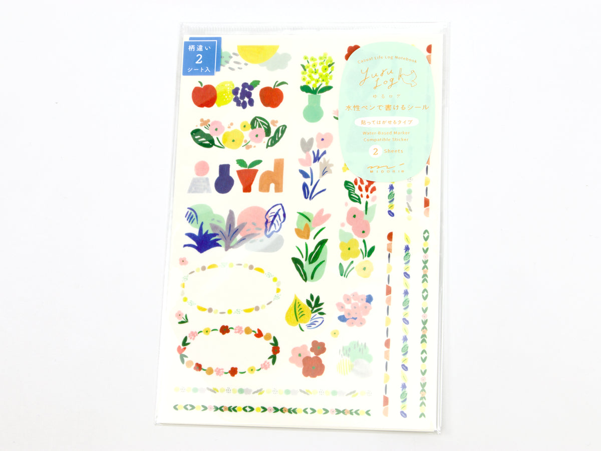 Midori Yuru Log Writeable Stickers
