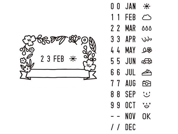 Midori Paintable Stamp Date and Frame