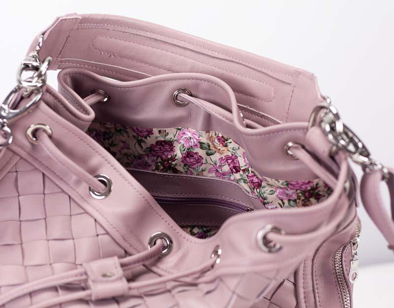 milloo Danae Bucket Bag Sandy Pink Handwoven