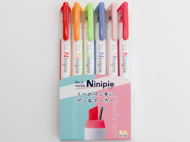 Sun-Star Ninipie BOLD Pen and Marker 6 Color Set