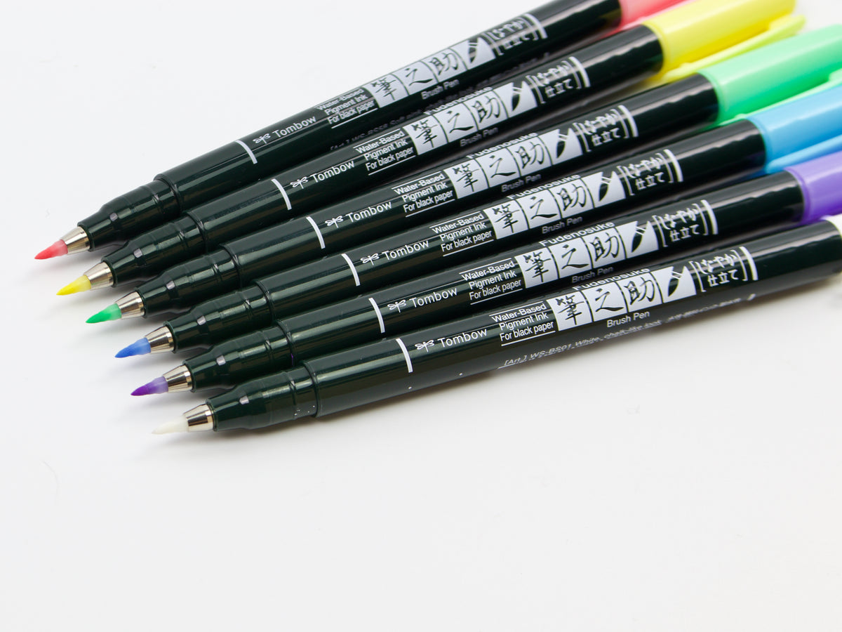 Tombow Fudenosuke Brush Pen Pastel Colors 6 Color Set